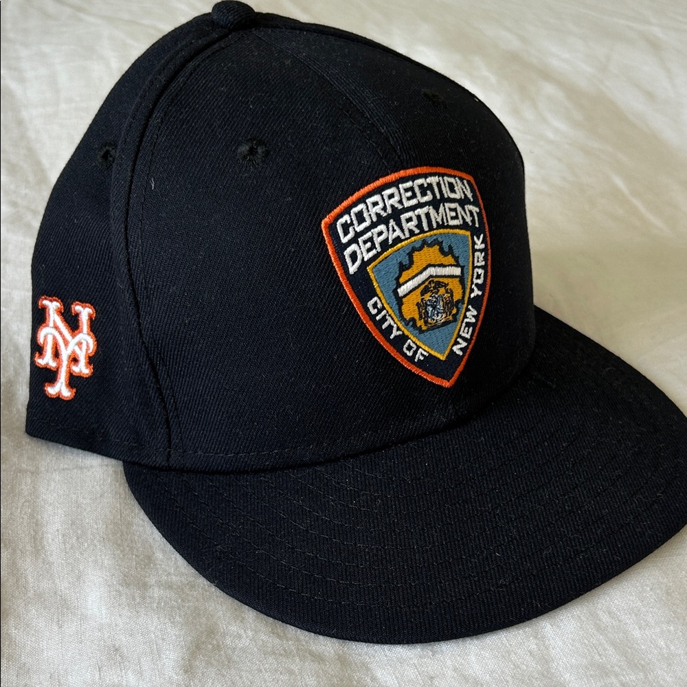 Game worn NY Mets Black Correction Department Cap